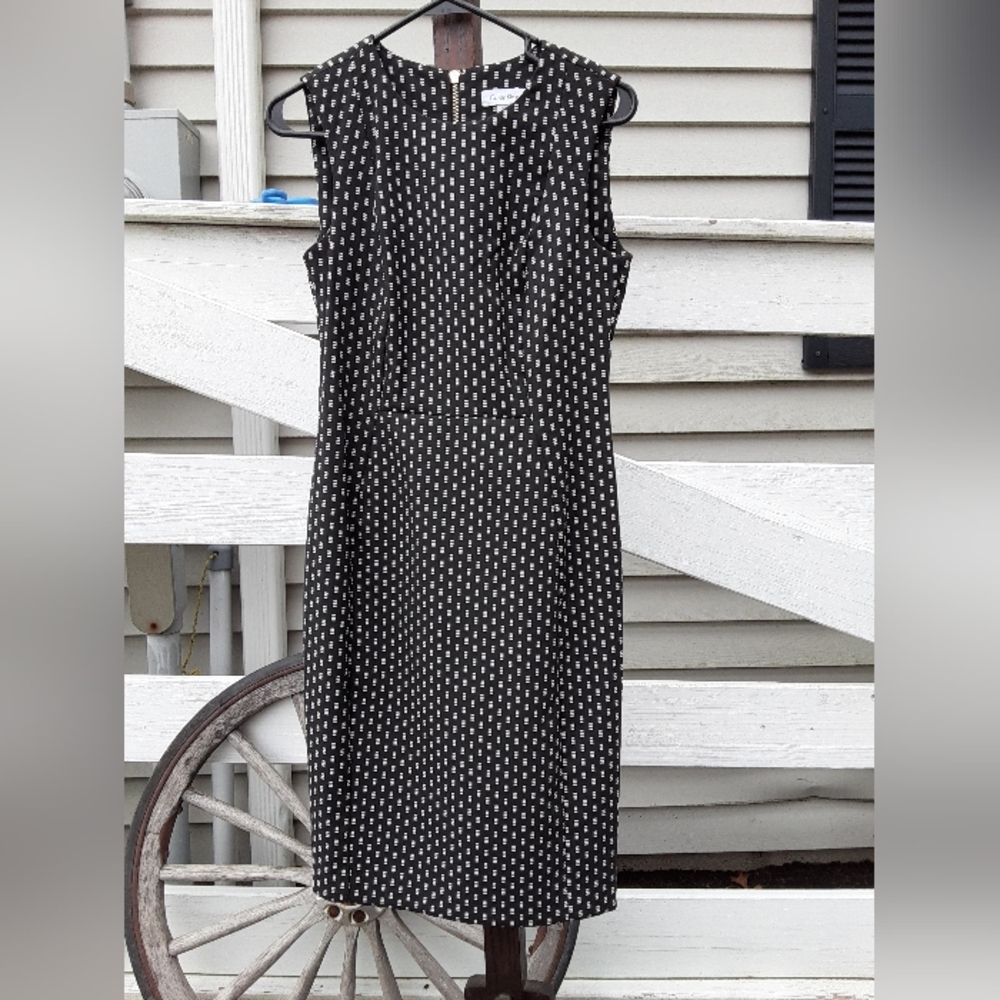 Calvin Klein sleeveless sheath size 4 black and white.